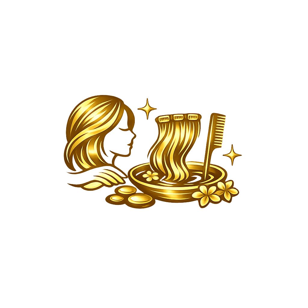 Gold hair extension icon – premium salon service symbol