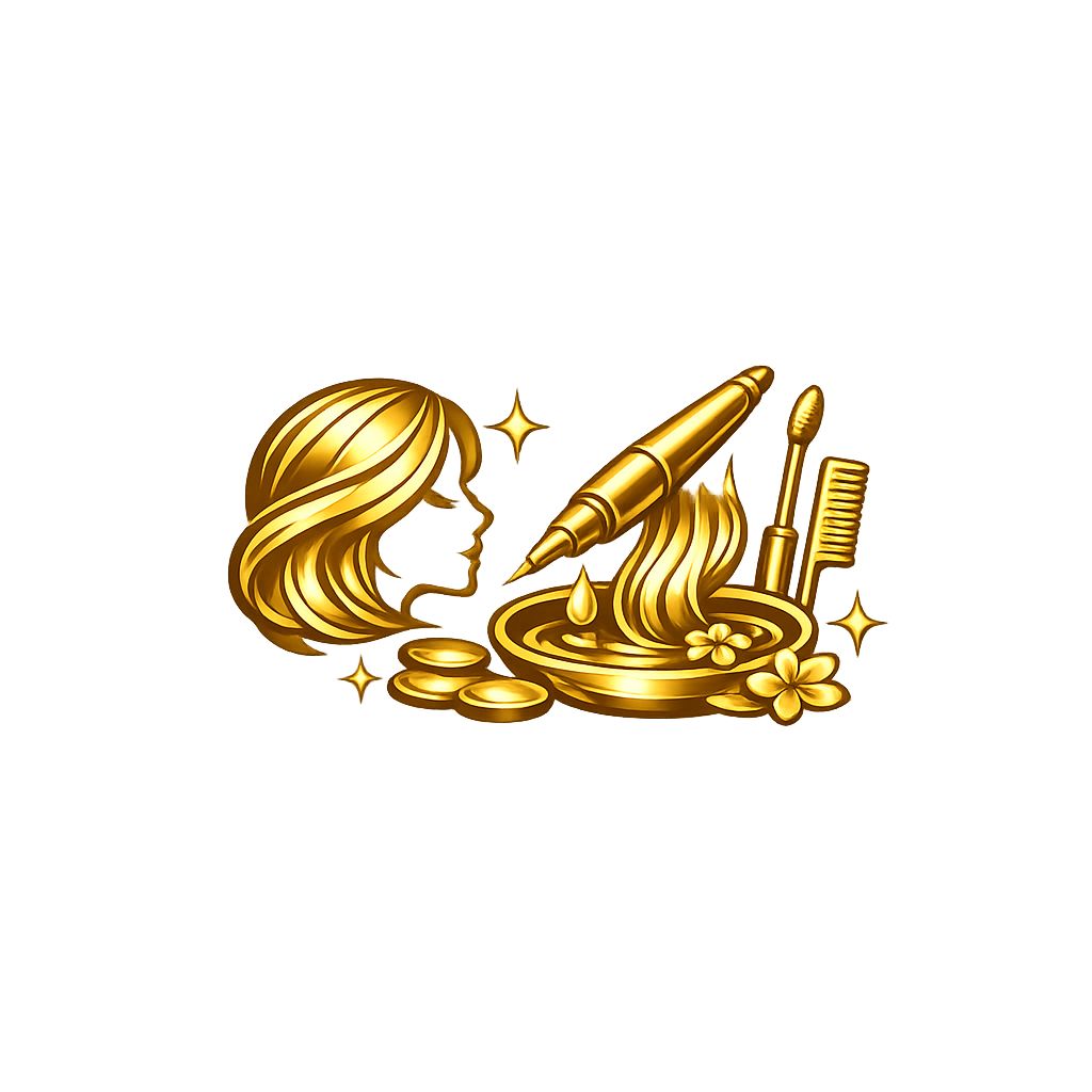 Gold lip blushing icon – elegant salon service symbol